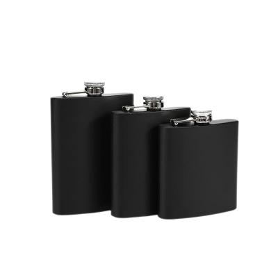 China Wholesale Novelty Flasks Promotion 6oz 7oz 8oz Stainless Steel Matte Black Hip Flask for sale