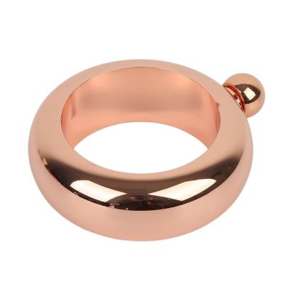 China New Arrival Shaped Rose Gold 3.5oz Metal Stainless Steel Bracelet Colorful Round Hip Flask for sale