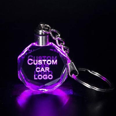 China Europe Hot Sale Customized Cute Crystal Blank Car Keyrings 3D Laser Engraving Crystal Logo Key Chain for sale