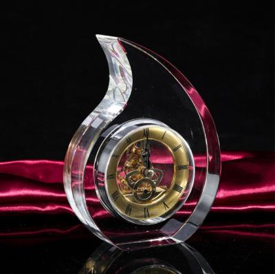 China Decorative Mechanical Europe Transparent K9 Crystal Clock Home For Business Gift for sale