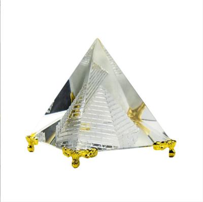 China Europe Crystal Pyramid Egyptian Meditation Pyramid with Metal Stand for sale