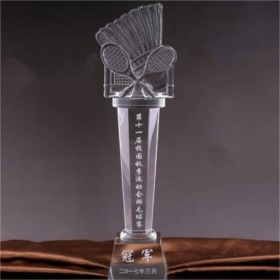 China Europe Hot Sale Customized Badminton Crystal Awards Trophy for sale