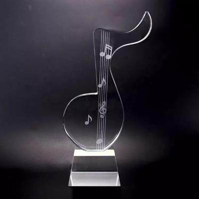 China Europe Musical Note Crystal Trophy Logo Crystal Musical Trophy Creative Custom Award for sale