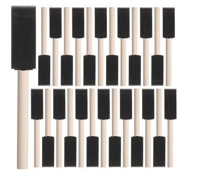 China Hot Selling 40pcs Foam Paint Sponge Brushes Polyester Foam Paint Brush With Wooden Handle for sale