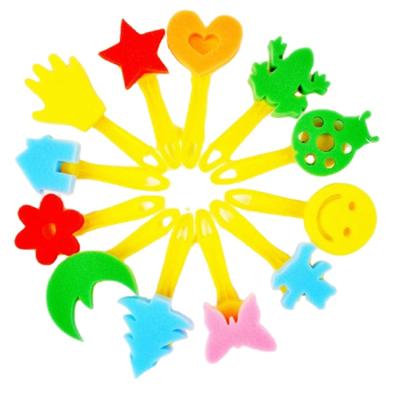 China Hot Selling Kids Painting Graffiti Tools Art Sponge Pattern Seal Brush Foam Play Brush for sale