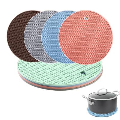 China Sustainable Nordic Style Round Insulation Non-slip Pad Heat Resistant Silicone Table Dish Mat for sale