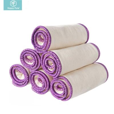 China Diaper Insert Happyflute 3 Hemp Plain Weave Reusable Diapers With Purple Edges For Reusable Baby Diaper Insert for sale