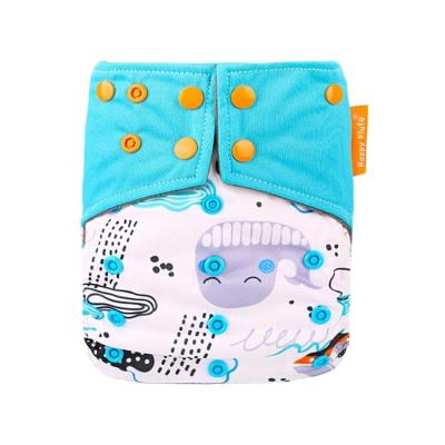 China Happyflute Cartoon Printing Charcoal Pocket Cloth Washable Bamboo Cloth Diaper Reusable Printed Cloth Diaper for sale