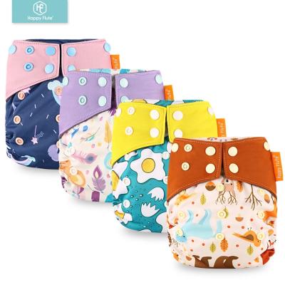 China Happy Groove Reusable Baby Breath Cloth Diaper AIO Cloth Diaper Printed Sleepy Bamboo Diaper for sale