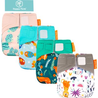 China Baby Happy Aio Groove Gussets Suede Cloth Printed Double Cloth Diapers Waterproof Diapers Magic Tape Baby Diapers for sale