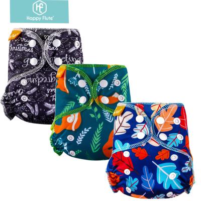 China Happyflute Organic Cotton Diapers AIO Cloth Printed Newborn Diaper Printed Reusable Cloth Diaper for sale