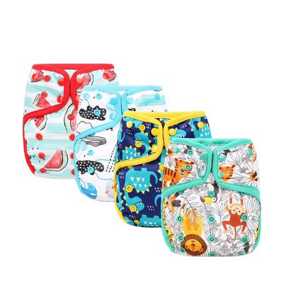 China Happyflute Adjustable Edge Newborn Diaper Cover Printed Waterproof PUL Fabric Diaper Cover for sale