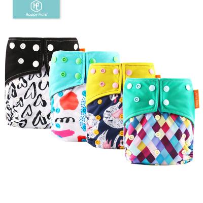 China HappyFlute Popular Eco-Friendly Baby Diaper Cloth Baby Pocket Printed Reusable Bamboo Diaper for sale