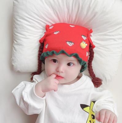 China Baby Children's Warm Cozy Woolen Warm Comfortable Autumn And Winter Style Wig Braid Hat Hood New Knitted Hat for sale