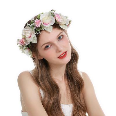 China FC186 fashion vintage rose bridal silk crown wedding photography floral cute flower headband for girls for sale