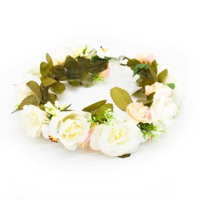 China 1246E Hera White Rose Head Garland Prom Garland Birthday Party Decoration 1246E Hera Hair Flower Wreath for sale