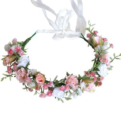 China FC733 factory price hot pink rose hair flower wreath of photography floral paper holiday garland for sale