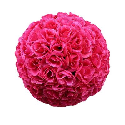 China Hanging silk artificial rose balls wedding table centerpiece edge fabric 15CM loop flower loop decorative for sale