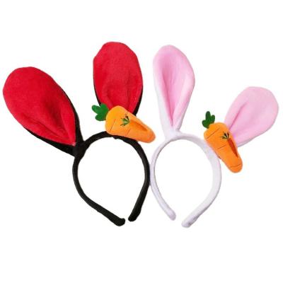 China Furry Easter Ears Headband Carrot Rabbit Ear Headbands Rabbit Ear Hair Fuzzy Circle Hair Decoration for Girls for sale