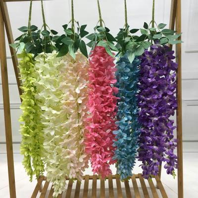 China Home 80cm Length Garland Wisteria Flower Hanging Garland Wedding Party Artificial Silk Cymbidium Flower Garland for sale