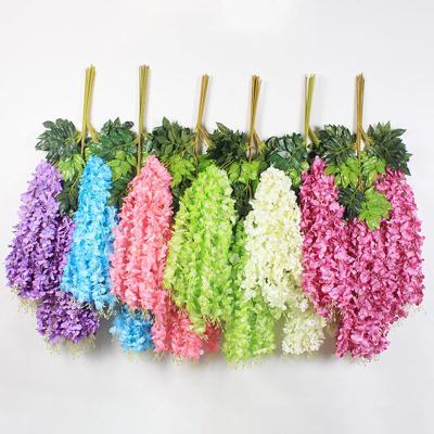 China Wedding Party Garden Shop Decorate Silk Garland Home Artificial Flower Vine Wisteria Wedding Greenery Hanging Decorative Wisteria for sale