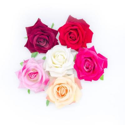 China Cheap Artificial Wedding Party Festival Home Decoration Red Rose Flower Rose Heads With Fleece Surface For Decoration for sale