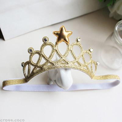 China Foam Sparkle Birthday Hair Decoration Baby Crown Newborn Baby Crown Headband Elastic Star Headband for sale