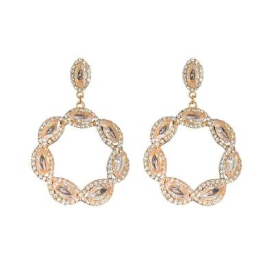 China TRENDY fashion geometric circle drops dangle earrings crystal bridal earrings wedding party zircon circle earrings for sale