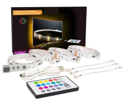 China TV project led strip lights rgb remote control flexible neon light smd5050 usb 5v 44 keys 40-60/65-75in for sale