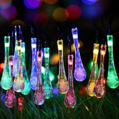 China Colorful LED Droplet Lamp String Solar Power Water Droplets String Lamp Solar Led Holiday Light Led String Light Outdoor for sale