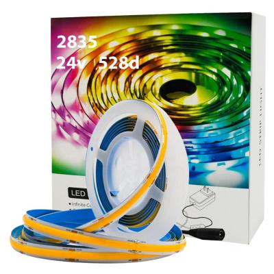 China Residential Flexible COB Led Strip Light IP65 Waterproof Flexible Cuttable Indoor Lighting 12v 24v 5m High Brightness for sale