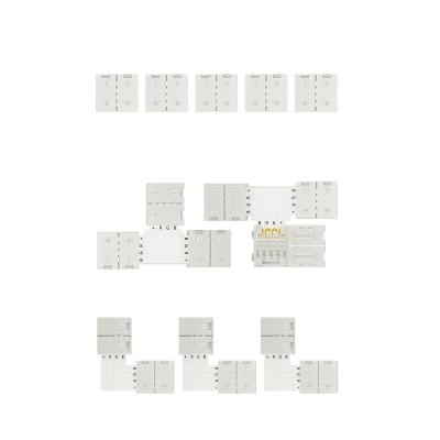 China Fix Connector Solderless Extension Led Strip Connectors For 4Pin 10mm SMD 5050 RGB Led Light Include 5X Line 3X L Shape Connectors for sale