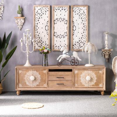 China Farmhouse TV Stand With Filing Console Concise Style With Interior Shelves Cabinets And Home Furniture for sale