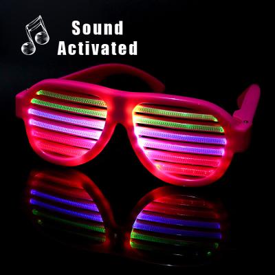 China Pink Frame Sound Activated  LED Shutter Shades Glasses For Concerts, Party, Night Clubs, Music Festivals for sale