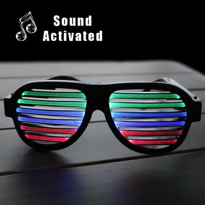 China Black Frame Sound Activated  LED Shutter Shades Glasses For Concerts, Party, Night Clubs, Music Festivals for sale