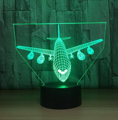 China Airplane Shape 7 Colors Change 3D LED Night Light with Remote Control Ideal For Birthday Gifts And Party Decoration for sale