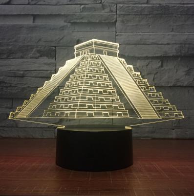 China Pyramid 7 Colors Change 3D LED Night Light with Remote Control Ideal For Birthday Gifts And Party Decoration for sale