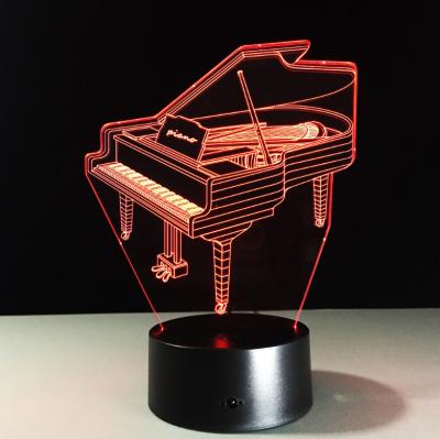 China Piano 7 Colors Change 3D LED Night Light with Remote Control Ideal For Birthday Gifts And Party Decoration for sale