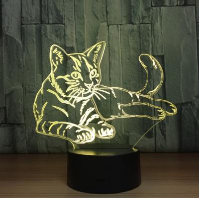 China Cute Cat 7 Colors Change 3D LED Night Light with Remote Control Ideal For Birthday Gifts And Party Decoration for sale