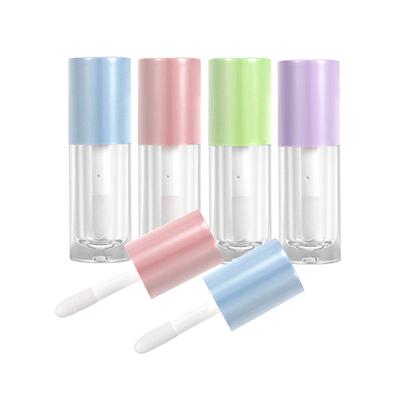 China Custom Logo Empty Lipgloss Cosmetic Plastic Tubes Corrosion Resistant Container With Wand Personalized 5Ml Brush Packaging Mini Clear Lip Gloss Tube for sale