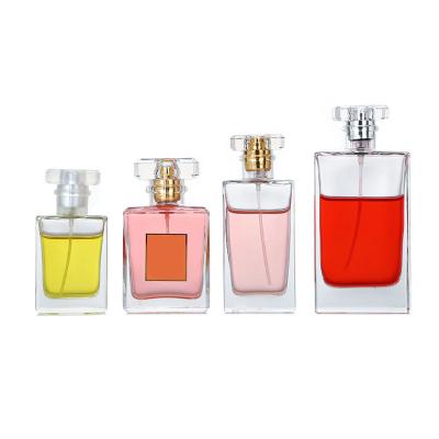 China Wholesale High Qiality Empty Perfume Packaging Atomizer 30Ml 50Ml 100Ml Clear Square Spray Custom Glass Perfume Bottle With Sprayer for sale