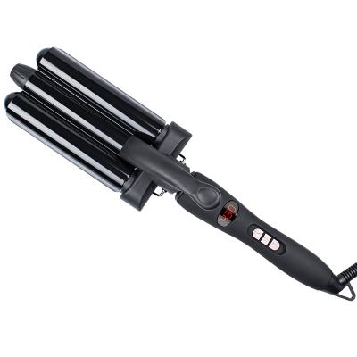 China Adjustable Heat Settings Factory Price 3 Barrel Magic Hair Curler LCD Display Professional Hair Curler for sale