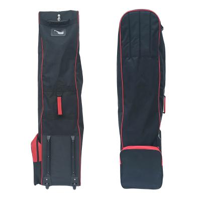 China Lockable Zipper Polyester Golf Travel Bag With Skate Wheels And Name Card Holder for sale