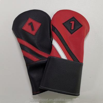 China Comfortable hot selling wood PU faux leather golf headcovers driver fairway hybrid for sale