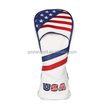 China Fashion And Durable New Design Applique USA Flag Golf Wooden Headcover for sale