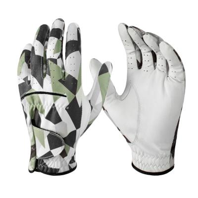 China Air premium grade pattern full cabretta custom digital printing leather golf gloves for sale