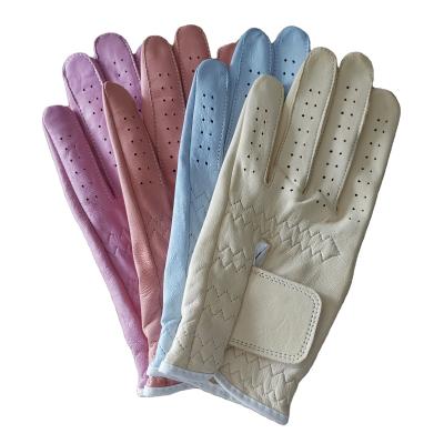 China Soft Color Golf Cabretta Soft Well-breathable Gloves for sale