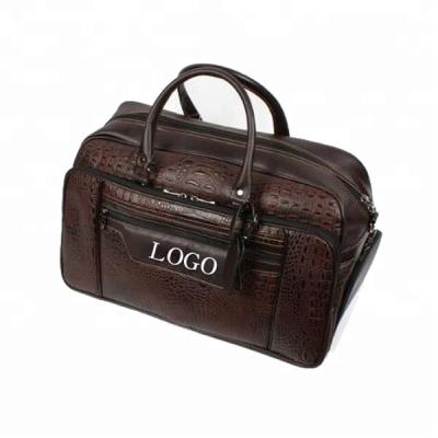 China Durable Luxurious Brown Genuine Leather Golf Boston Bag With Customize Logo Durable for sale