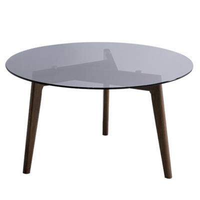 China New modern hot modern wooden coffee table, round portable glass top for sale