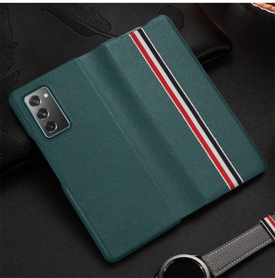 China Luxury Premium Shockproof Flip Real Cattlehide Leather Phone Case For Samsung Galaxy Z Fold 3 for sale